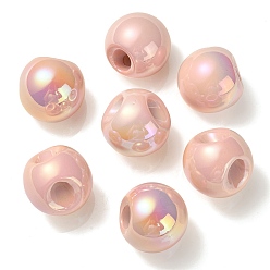 Misty Rose UV Plating Rainbow Iridescent Acrylic Beads, Round, Misty Rose, 18.5x19x19mm, Hole: 4mm