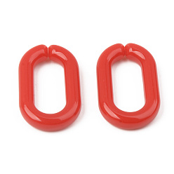 Красный Непрозрачные акриловые соединительные кольца, разъемы для быстрой связи, для изготовления ювелирных кабельных цепей, овальные, красные, 27x16x4 мм, внутренний диаметр: 19x8 мм, Около 490 шт / 500 г