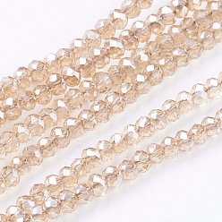 Bronze Perles en verre electroplate, plein arc-en-plaqué, facette, rondelle, tan, 3x2mm, Trou: 1mm, Environ 160~165 pcs/chapelet, 15.35 pouces ~ 15.75 pouces (39~40 cm)