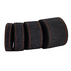 Black 4 Style Stitch Denim Ribbon, Garment Accessories, for DIY Crafts Hairclip Accessories and Sewing Decoration, Black, 2m/style