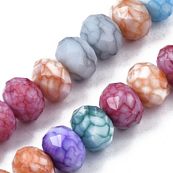 Colorful Opaque Baking Painted Glass Beads Strands, Imitation Stones, Faceted, Rondelle, Colorful, 13~14x10mm, Hole: 1mm, about 33pcs/strand, 13.19 inch~13.78 inch(33.5~35cm)