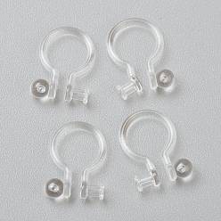 Clear Plastic Clip-on Earring Findings, for Non-pierced Ears, Clear, 12x9x1.2mm, Hole: 0.8mm