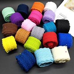 Mixed Color Polyester Lace Trim, Lace Ribbon For Sewing Decoration, Mixed Color, 45mm, about 1- 3/4 inch(45mm) wide, about 10.93 yards (10m)/roll