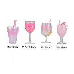 Pink 16Pcs 4 Styles Imitation Juice Goblet Draft Beer Pendants, Plastic Pendants, with Resin/Polymer Clay inside, Pink, 4pcs/style, 16pcs/box