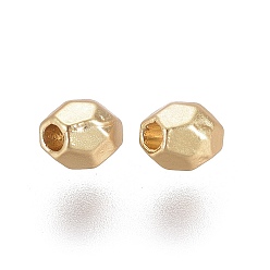 Matte Gold Color Alloy Spacer Beads, Lead Free & Nickel Free & Cadmium Free, Faceted, Oval, Real 18K Gold Plated, Matte Gold Color, 3.5x3.5mm, Hole: 1mm