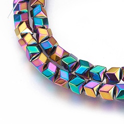 Plaqué Multicolore Galvaniques perles d'hématite synthétique non magnétique brins, polonais, multi-couleur plaquée, 6x5.5x6mm, Trou: 1mm, Environ 74 pcs/chapelet, 15.94 pouce (40.5 cm)