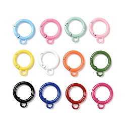 Mixed Color Spray Painted Alloy Spring Gate Rings, Rings, Mixed Color, 31x25x4mm, Hole: 4.8mm, inner diameter: 18mm