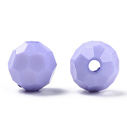 Lilas Perles acryliques opaques, facette, teint, ronde, lilas, 10mm, Trou: 2mm, environ1050 pcs / 500 g