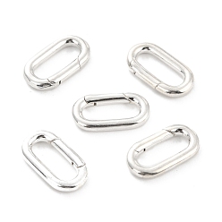 Silver 925 Sterling Silver Spring Gate Rings, Oval, Silver, 17x9x2.5mm, Inner Diameter: 12.5x5mm