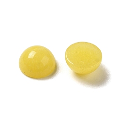 Yellow Natural White Jade Cabochons, Dyed, Half Round/Dome, Yellow, 6x3mm