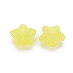 Jaune Perles acryliques transparentes, imitation gelée, étoiles, jaune, 10x10.5x6mm, Trou: 1.6mm, environ1690 pcs / 500 g