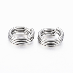 Stainless Steel Color 304 Stainless Steel Split Rings, Double Loops Jump Rings, Stainless Steel Color, 10x1.2mm, about 9mm inner diameter, Single Wire: 0.75mm