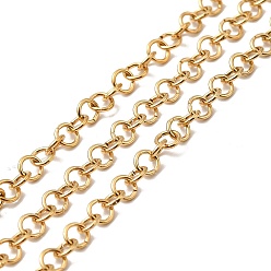 Golden Ion Plating(IP) 304 Stainless Steel Rolo Chains, Belcher Chain, Unwelded, Golden, 3.5x0.6mm