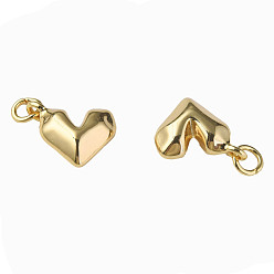 Chapado en Oro Real 18K Encantos de bronce, con anillos de salto, sin níquel, corazón, real 18 k chapado en oro, 10.5x14x5 mm, anillo de salto: 5x1 mm, 3 mm de diámetro interior