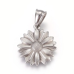 Stainless Steel Color 304 Stainless Steel Pendants, Flower, Stainless Steel Color, 25.5x22x3mm, Hole: 5x7.5mm
