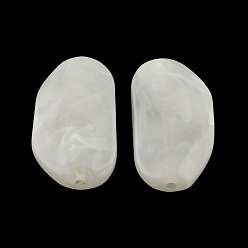 Blanc Perles acryliques, style de jade imitatin, blanc, 45x24x9mm, trou: 2.5 mm, environ 65 pcs / 500 g