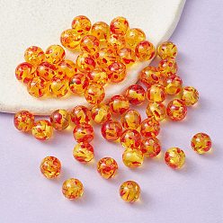 Gold Resin Imitation Amber Beads, Round, Gold, 8mm, Hole: 2mm