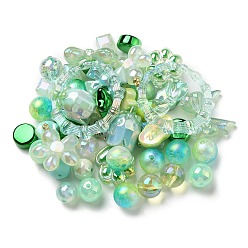 Vert Perles acryliques, formes mixtes, verte, 8~51x8~51x6~27.5mm, Trou: 1.8~3.8mm, environ163 pcs / 380.2 g, 380.2 g / sac