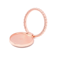 Oro Rosa Soporte de anillo de teléfono celular de aleación de zinc, para diy resina uv, resina epoxica, 360 grados de rotación, soporte de soporte de agarre de dedo, plano y redondo, oro rosa, Bandeja: 25 mm, 3.4x0.4 cm