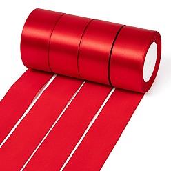 Brique Rouge Ruban de satin à face unique, Ruban polyester, firebrick, 2 pouces (50 mm), à propos de 25yards / roll (22.86m / roll), 100yards / groupe (91.44m / groupe), 4 rouleaux / groupe