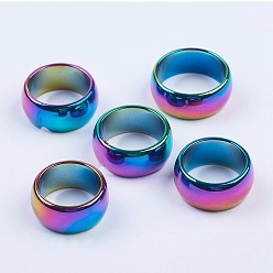 Multi-color Plated Non-magnetic Synthetic Hematite Rings, Multi-color Plated, Size 10, 20mm, 6mm