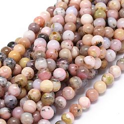 Opale Rose Rose naturel perles d'opale brins, ronde, 8~8.5mm, Trou: 1mm, Environ 46~49 pcs/chapelet, 15.55 pouce (39.5 cm)