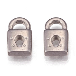 Stainless Steel Color 304 Stainless Steel Pendant, Padlock, Stainless Steel Color, 10x6x2.5mm, Hole: 2.5x3mm