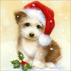 Собака Diy рождественская тема прямоугольный набор для алмазной живописи, включая сумку со стразами из смолы, алмазная липкая ручка, поднос тарелка и клей глина, собака, 400x300 мм