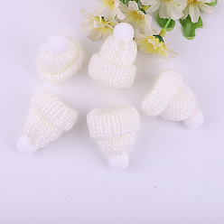 Floral Blanca Gorro de lana de muñeca de poliéster, para accesorios decorar muñeca, blanco floral, 60x43x12.5 mm