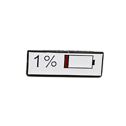 Rojo Oscuro Rectángulo con la palabra pin de esmalte 1%, Insignia de aleación chapada en negro de electroforesis para ropa de mochila, de color rojo oscuro, 20x7 mm