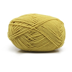 Amarillo 4-capas de hilo de algodón con leche, para tejer, tejido y crochet, amarillo, 2~3 mm