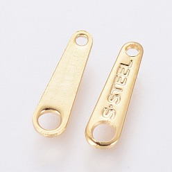 Golden 304 Stainless Steel Chain Tabs, Chain Extender Connectors, Golden, 10x3x0.6mm, Hole: 0.8mm and 1.6mm