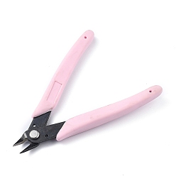 Pink Carbon Steel Jewelry Pliers, Flush Cutter, Shear, with Plastic Handles, Pink, 12.8x4.3x1cm