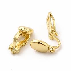 Oro Fornituras para aretes de clip de aleación, con bucles horizontales, oval, dorado, 12.5x6x9.5 mm, agujero: 1.2 mm