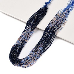 Prussian Blue Transparent Gradient Color Glass Beads Strands, Segmented Multi-color Beads, Faceted Round, Prussian Blue, 2mm, Hole: 0.5mm, about 184~187pcs/strand, 14.37''(36.5cm)