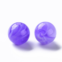 Slate Blue Acrylic Beads, Imitation Gemstone, Round, Slate Blue, 12mm, Hole: 2mm, about 560pcs/500g