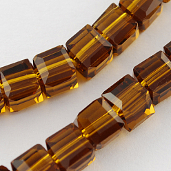 Brun Saddle Perles en verre, facette, cube, selle marron, 6x6x6mm, Trou: 1mm, Environ 100 pcs/chapelet, 22 pouce