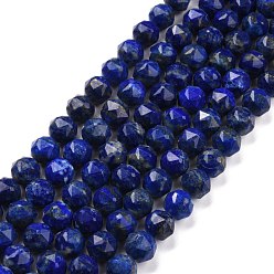 Lapis Lazuli Natural Lapis Lazuli Beads Strands, Star Cut Round Beads, Faceted, 9.5~10.5x10mm, Hole: 0.9mm, about 39pcs/strand, 15.43 inch(39.2cm)