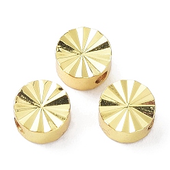 Настоящее золото 18K Стойки обшивки латунные бусины, долговечный, плоско-круглые, реальный 18 k позолоченный, 5x2.5 мм, отверстие : 1.2 мм
