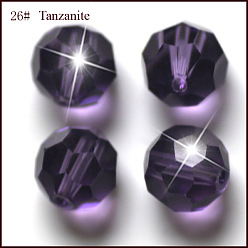 Indigo Imitations de perles de cristal autrichien, grade de aaa, à facettes (32 facettes), ronde, indigo, 10mm, Trou: 0.9~1mm