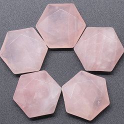 Quartz Rose Pierres d'inquiétude en quartz rose naturel, outils de massage, hexagone facettes, 28x25mm