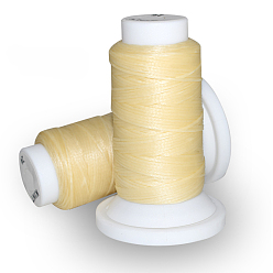 Bisque Flat Waxed Polyester Cord, for Leather Sewing Stitching, Bisque, 0.8mm, about 54.68 yards(50m)/roll