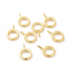Golden 925 Sterling Silver Screw Eye Peg Bails, Ring, Golden, 9x6x1mm, Hole: 4mm, Pin: 0.6mm