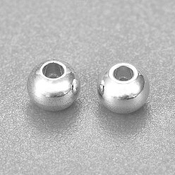 Plata 304 bolas de acero inoxidable, rondo, plata, 3x2 mm, agujero: 1.2 mm