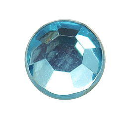 Cielo Azul Cabujones de diamante de imitación de acrílico de taiwan imitación, facetados, óvalo espalda plana, el cielo azul, 25x18x6 mm, sobre 200 unidades / bolsa