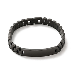 Black 304 Stainless Steel Bracelets, Watch Band Men's Bracelets, Mixed Style, Black, 200x10mm