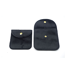 Black Velvet Jewelry Bag, for Bracelet, Necklace, Earrings Storage, Rectangle, Black, 8.5x8cm