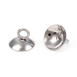 Stainless Steel Color 201 Stainless Steel Bead Cap Pendant Bails, for Globe Glass Bubble Cover Pendants, Stainless Steel Color, 7x10mm, Hole: 3mm