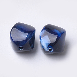 Bleu Foncé Perles acryliques, style de pierres fines imitation, nuggets, bleu foncé, 15.5x12x12mm, trou: 1.8 mm, environ 310 pcs / 500 g