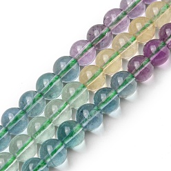 Fluorite Natural Fluorite Beads Strands, Round, 6mm, Hole: 1mm, about 66pcs/strand, 15.83~15.94''(40.2~40.5cm)